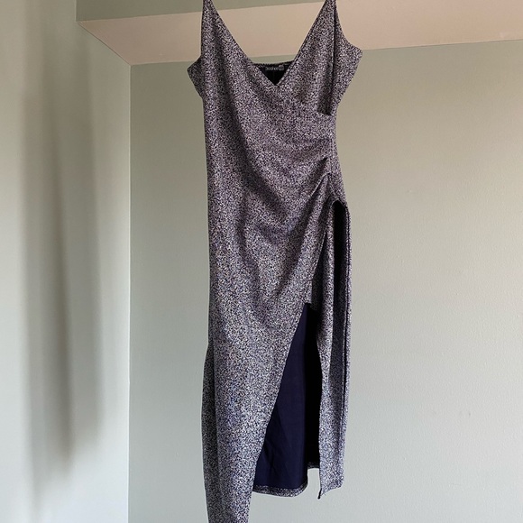 Navy Blue and silver asymmetrical Dress - Picture 1 of 6
